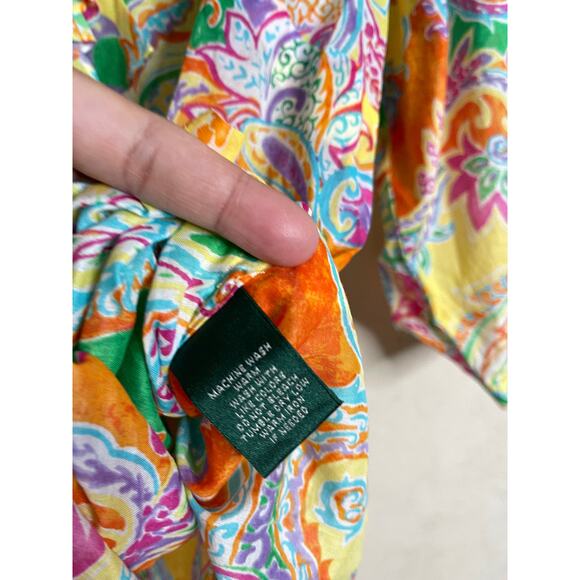 Lauren Ralph Lauren Multi-color Paisley Blouse Lightweight Womns 2X - Picture 11 of 12